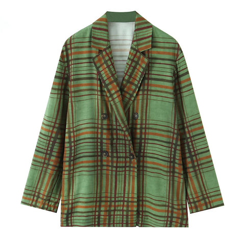 New Casual Loose Lapel Collar Plaid Shirt High-waisted Wide-leg Pants Sets CODE: KAR5036