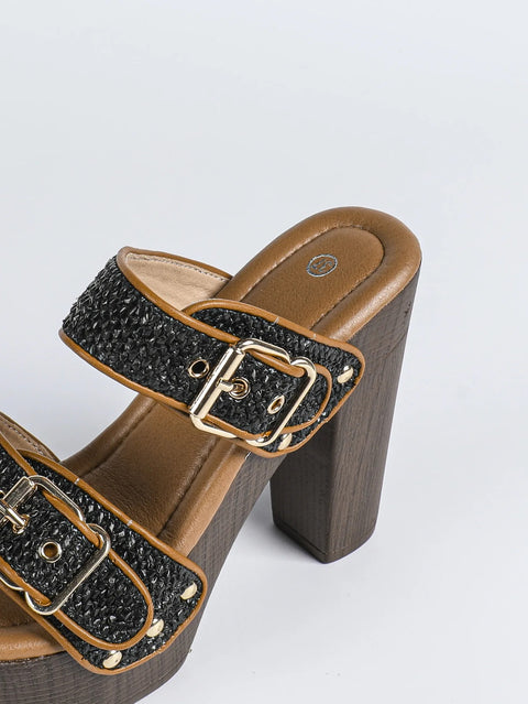 New fashionable straight strap rivet thick Sole high-heeled CODE: KAR5038