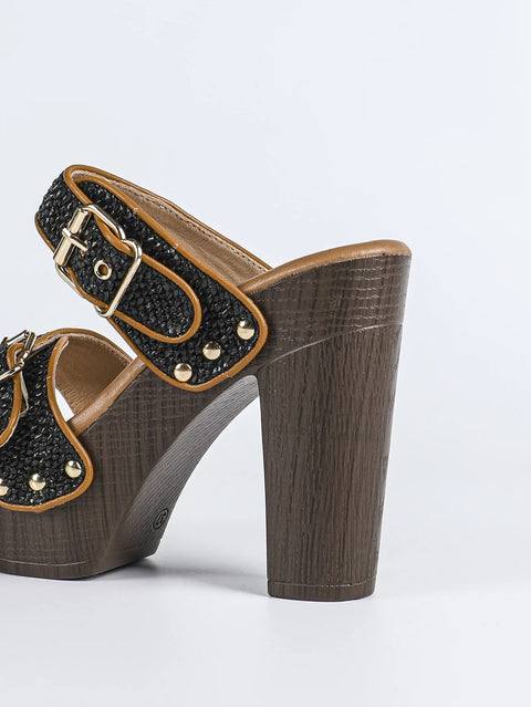 New fashionable straight strap rivet thick Sole high-heeled CODE: KAR5038