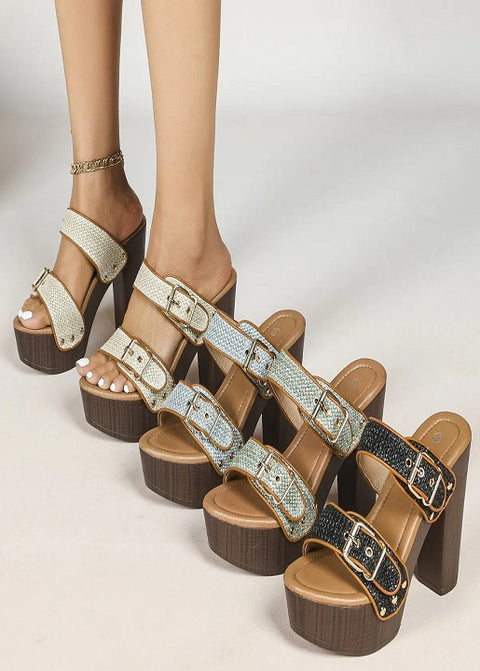 New fashionable straight strap rivet thick Sole high-heeled CODE: KAR5038
