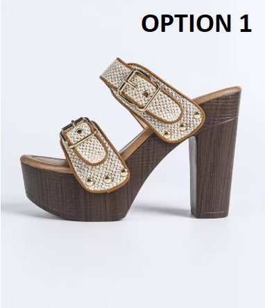 New fashionable straight strap rivet thick Sole high-heeled CODE: KAR5038
