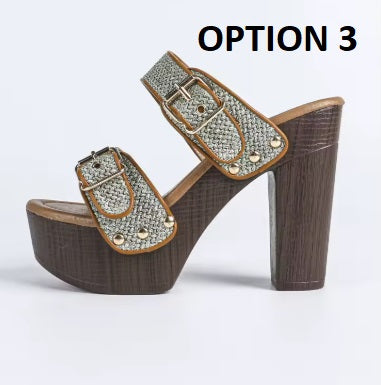 New fashionable straight strap rivet thick Sole high-heeled CODE: KAR5038