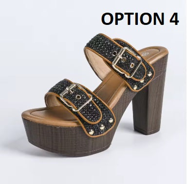New fashionable straight strap rivet thick Sole high-heeled CODE: KAR5038