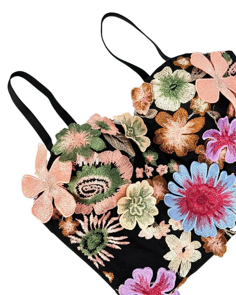 New Retro Style Flower Corset Tube Top with Chest Pad CODE: KAR5039