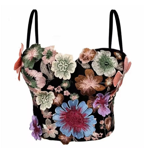 New Retro Style Flower Corset Tube Top with Chest Pad CODE: KAR5039