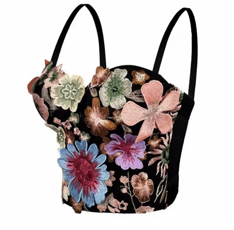 New Retro Style Flower Corset Tube Top with Chest Pad CODE: KAR5039