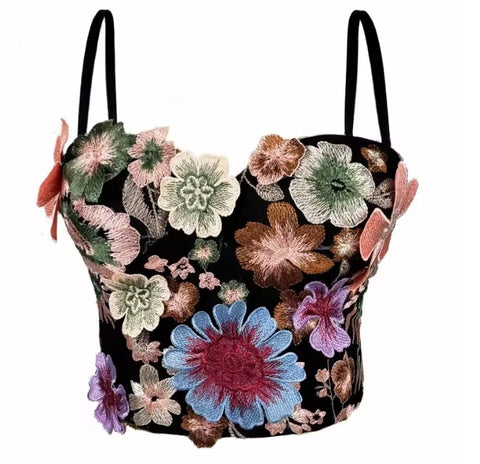 New Retro Style Flower Corset Tube Top with Chest Pad CODE: KAR5039