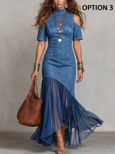 New Sexy Off-shoulder Short-sleeved Loose High-neck Long Dress CODE: KAR5040