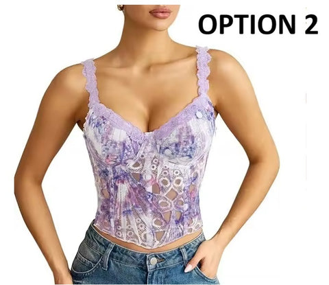 New Fish Bone Bustier Vest Sexy Mesh Crop Top CODE: KAR5041