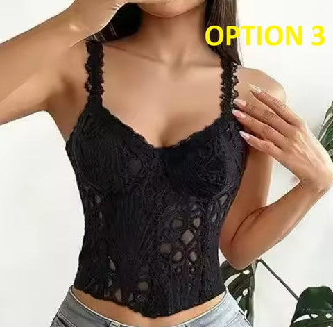 New Fish Bone Bustier Vest Sexy Mesh Crop Top CODE: KAR5041