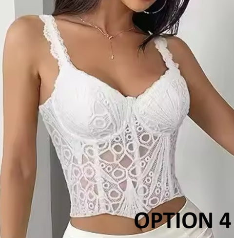 New Fish Bone Bustier Vest Sexy Mesh Crop Top CODE: KAR5041