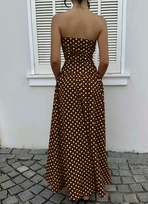 New Polka Dot Sleeveless Long Maxi Dress CODE: KAR5043