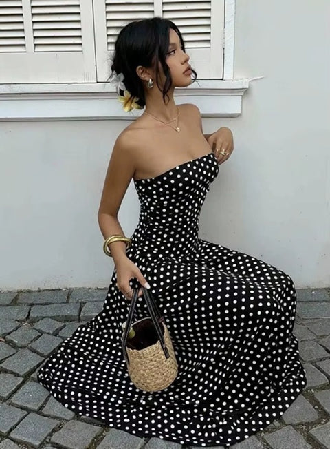 New Polka Dot Sleeveless Long Maxi Dress CODE: KAR5043