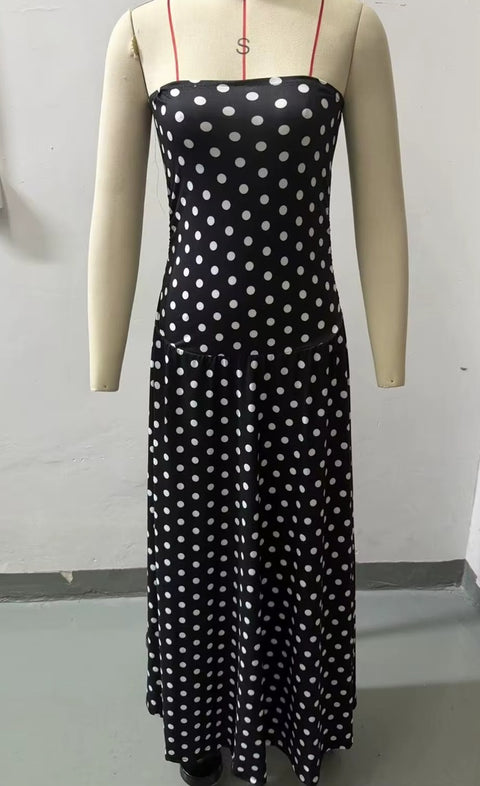 New Polka Dot Sleeveless Long Maxi Dress CODE: KAR5043