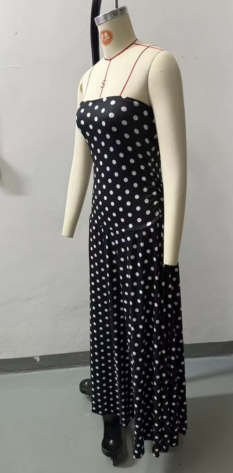 New Polka Dot Sleeveless Long Maxi Dress CODE: KAR5043