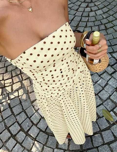 New Polka Dot Sleeveless Long Maxi Dress CODE: KAR5043