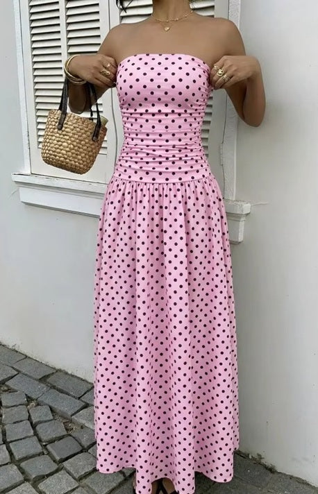 New Polka Dot Sleeveless Long Maxi Dress CODE: KAR5043
