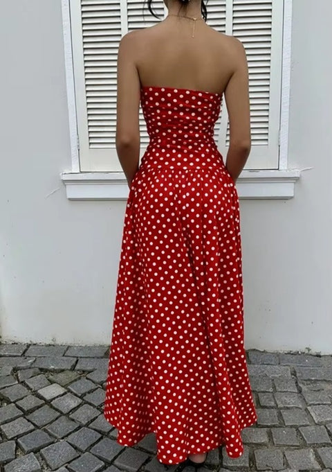 New Polka Dot Sleeveless Long Maxi Dress CODE: KAR5043