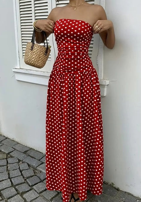 New Polka Dot Sleeveless Long Maxi Dress CODE: KAR5043