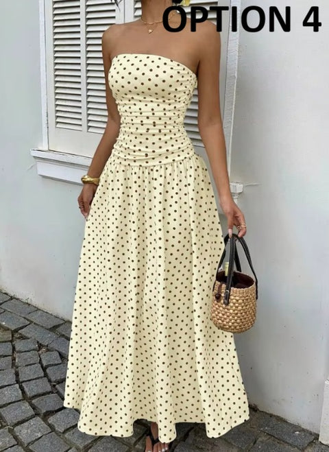 New Polka Dot Sleeveless Long Maxi Dress CODE: KAR5043