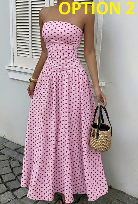 New Polka Dot Sleeveless Long Maxi Dress CODE: KAR5043