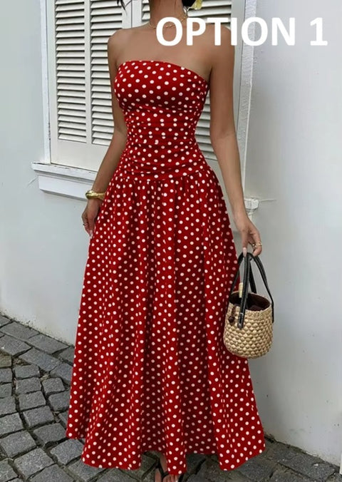 New Polka Dot Sleeveless Long Maxi Dress CODE: KAR5043