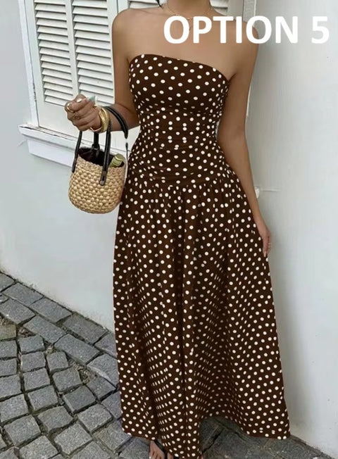 New Polka Dot Sleeveless Long Maxi Dress CODE: KAR5043