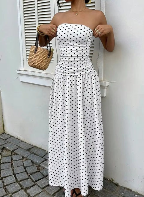 New Polka Dot Sleeveless Long Maxi Dress CODE: KAR5043