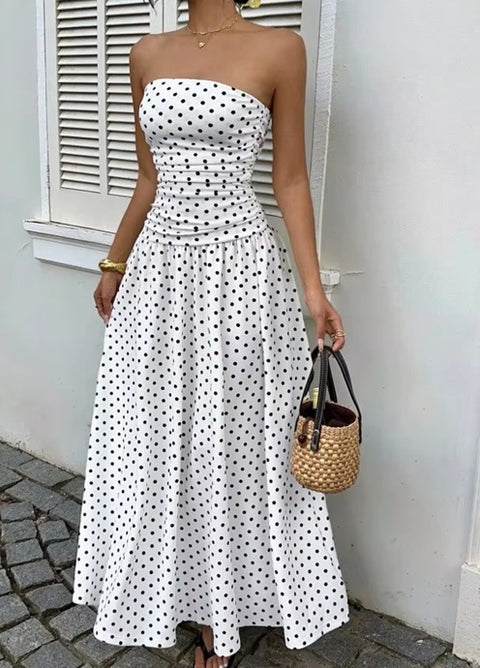 New Polka Dot Sleeveless Long Maxi Dress CODE: KAR5043