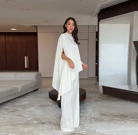 New cape top + Drapey Wide-leg pant Set CODE: KAR5046