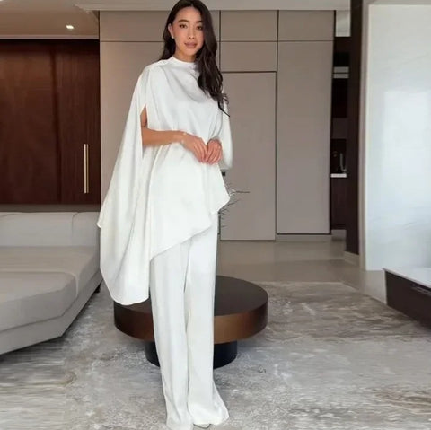 New cape top + Drapey Wide-leg pant Set CODE: KAR5046