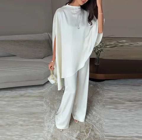 New cape top + Drapey Wide-leg pant Set CODE: KAR5046