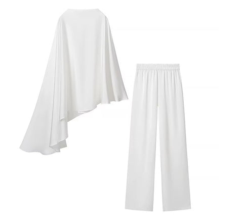 New cape top + Drapey Wide-leg pant Set CODE: KAR5046