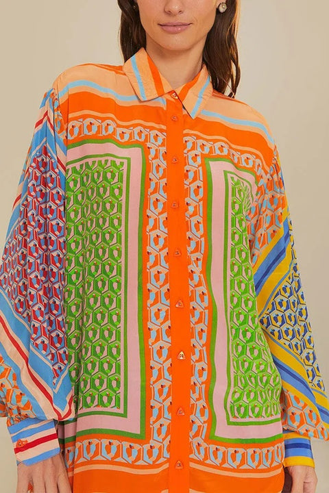 New Fashion Casual Printed Shirt And High Waist Pant Set CODE: KAR5051