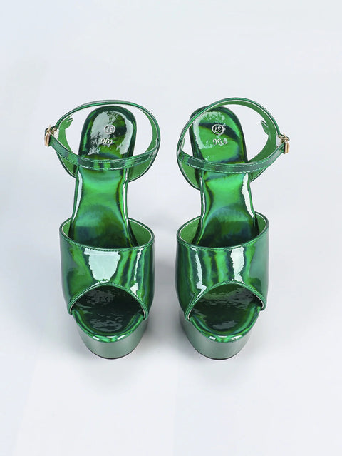 New Fashion Buckle Strap Holographic Stripper High Heels CODE: KAR5052