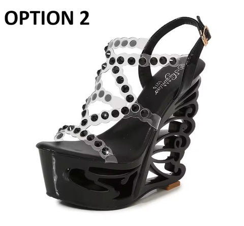 New Hollow Out Narrow Belt Wedge Sandals CODE: KAR5054