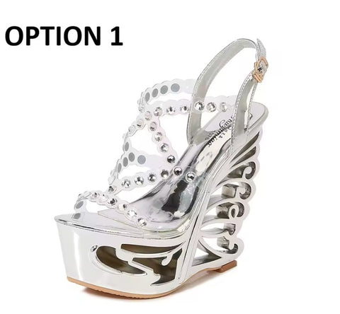 New Hollow Out Narrow Belt Wedge Sandals CODE: KAR5054