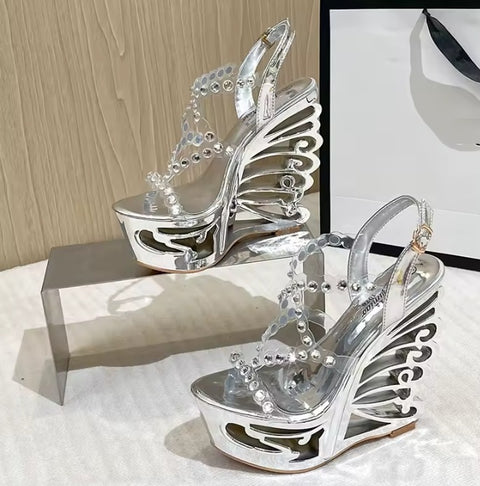 New Hollow Out Narrow Belt Wedge Sandals CODE: KAR5054