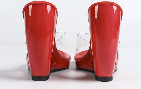 New Large Size Clear Crystal Irregular Wedge Heeled Sandals CODE: KAR5058