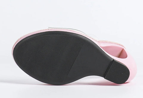 New Large Size Clear Crystal Irregular Wedge Heeled Sandals CODE: KAR5058