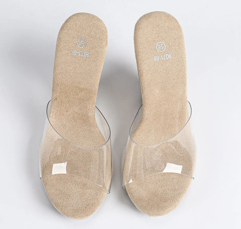 New Large Size Clear Crystal Irregular Wedge Heeled Sandals CODE: KAR5058