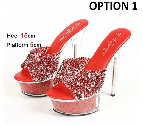 New Thick Sole Crystal Platform Thin High Heels CODE: KAR5059