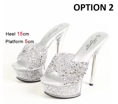 New Thick Sole Crystal Platform Thin High Heels CODE: KAR5059