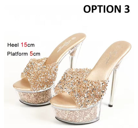 New Thick Sole Crystal Platform Thin High Heels CODE: KAR5059