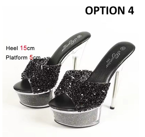 New Thick Sole Crystal Platform Thin High Heels CODE: KAR5059