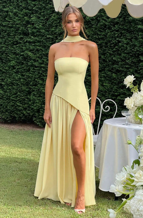 New Scarf Collar Strapless Pleated Party Gown CODE: KAR5061
