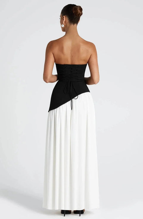 New Scarf Collar Strapless Pleated Party Gown CODE: KAR5061