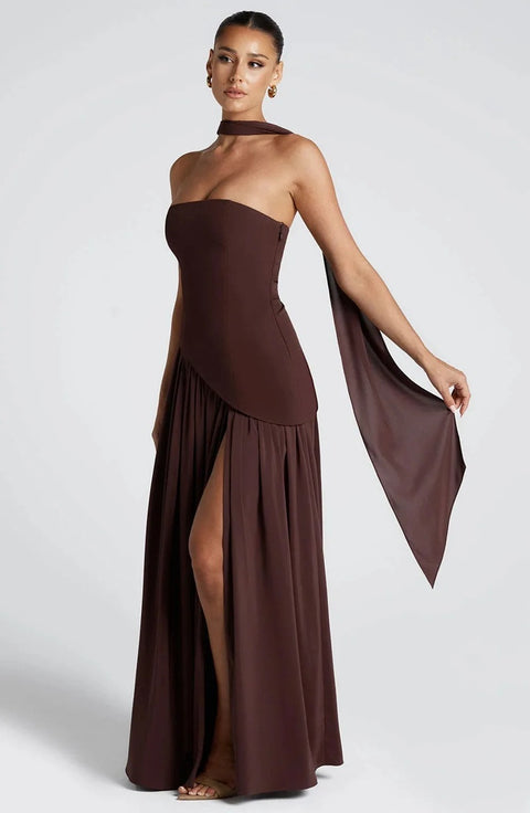 New Scarf Collar Strapless Pleated Party Gown CODE: KAR5061