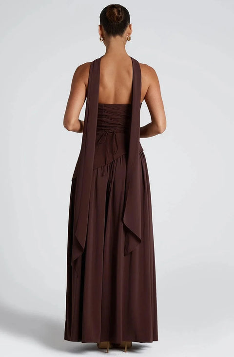 New Scarf Collar Strapless Pleated Party Gown CODE: KAR5061