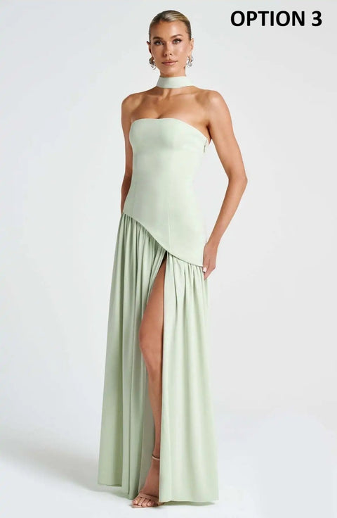 New Scarf Collar Strapless Pleated Party Gown CODE: KAR5061